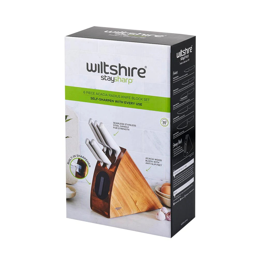 Wiltshire StaySharp Acacia Radius 6 Piece Knife Block Set