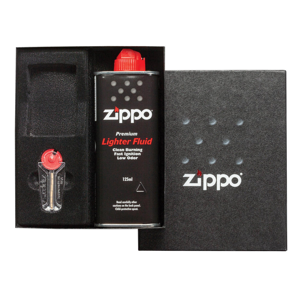 Zippo Empty Lighter Slot Regular with 125ml Fluids & Flints Gift Set