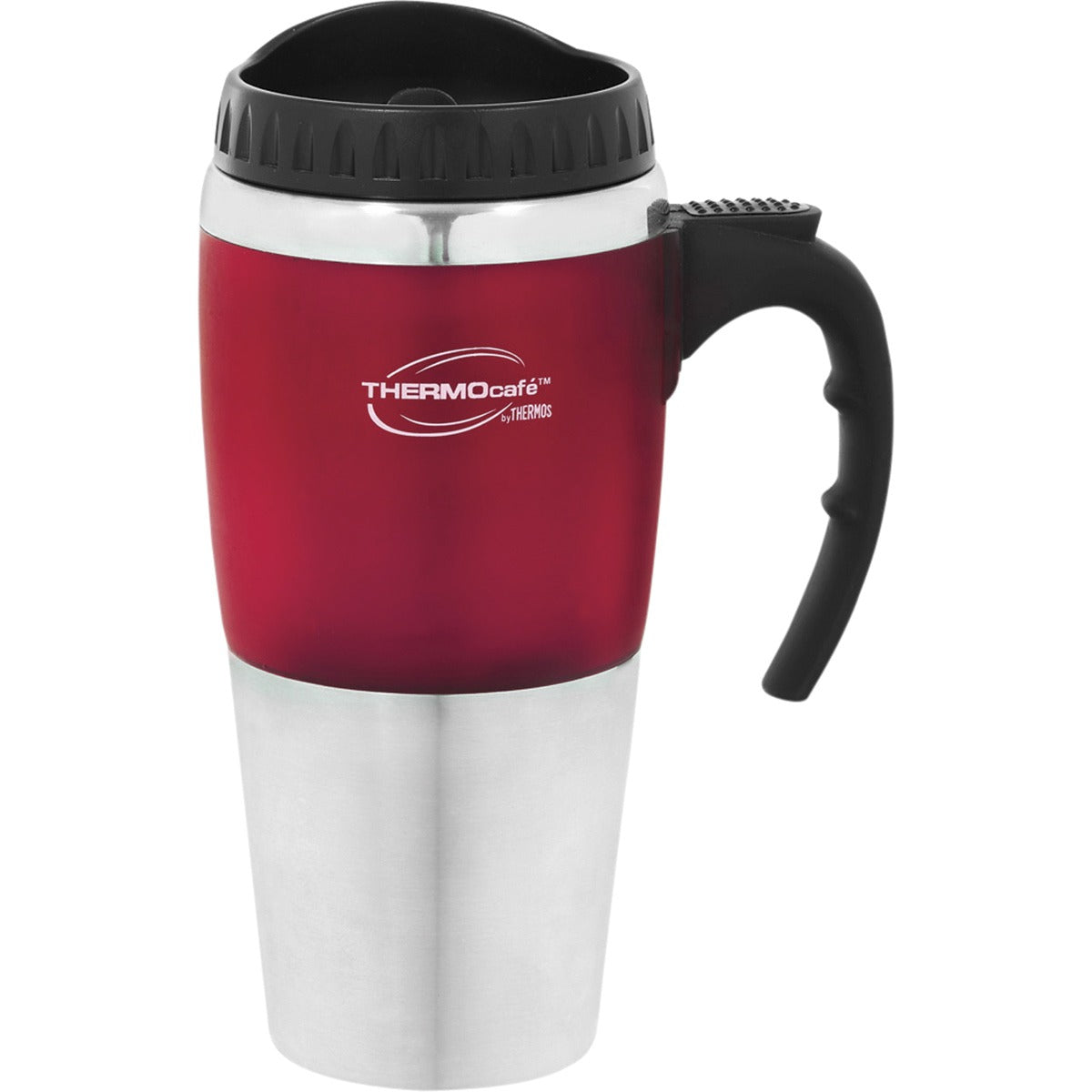 Thermos Double Wall Travel Mug Double Wall Red Trim 450ml